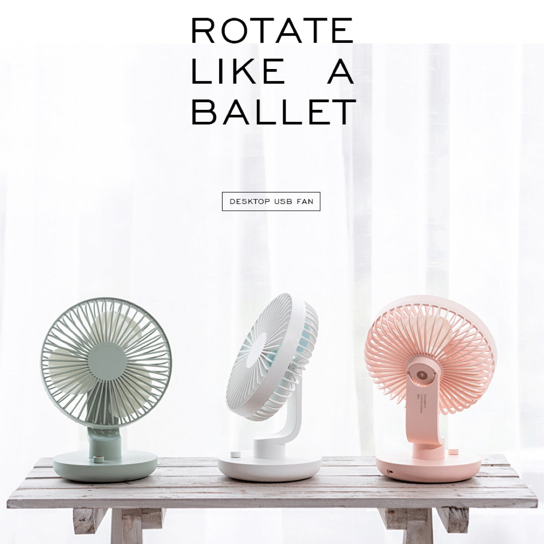 首振り機能つき！充電式卓上ファン「Ballet Rotating Desktop Fan」